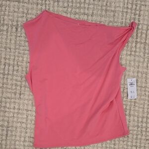 Women's Pink Sleeveless Draped Tank Top